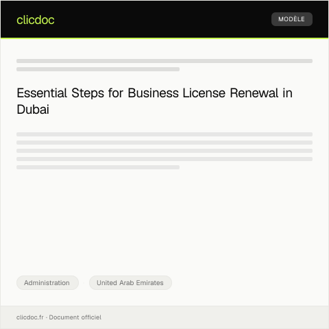 Document preview: Application for Business License Renewal via Dubai Department of Economic Development — Administration, United Arab Emirates