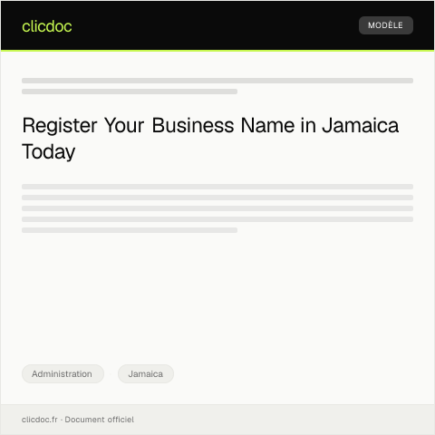 Document preview: Application for Business Name Registration at Companies Office — Administration, Jamaica