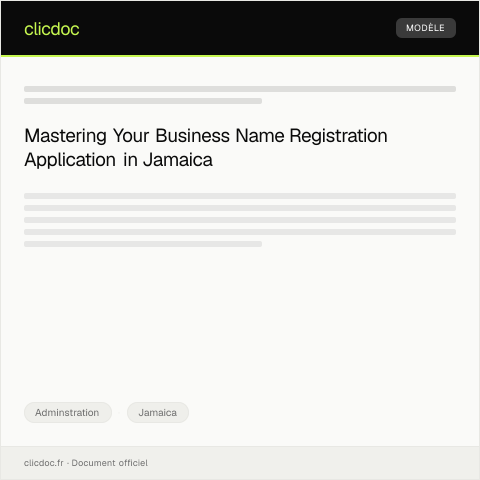 Document preview: Application for Business Name Registration in Jamaica — Adminstration, Jamaica