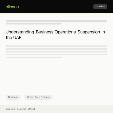 Document preview: Notification of Business Operations Suspension to Dubai Chamber of Commerce — Business, United Arab Emirates