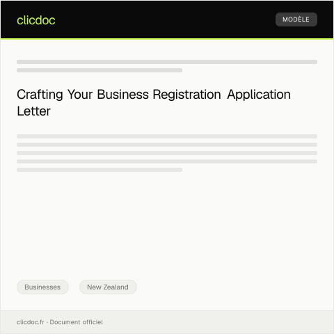 Document preview: Business Registration Application / Tono mō te Rēhitatanga Pakihi — Businesses, New Zealand