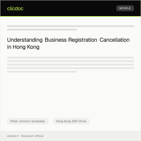 Document preview: Notice of Business Registration Cancellation (商業登記取消通知) — Other common templates, Hong Kong SAR China