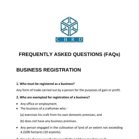 Document preview: FAQs_Business_Registration — Guide, Mauritius (CERFA n°FAQs_Business_Registration)