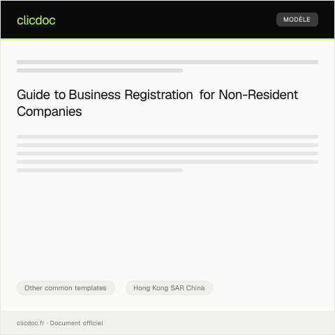 Document preview: Application for Business Registration for Non-Resident Companies (非本地公司商業登記申請) — Other common templates, Hong Kong SAR China