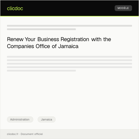 Document preview: Application for Business Registration Renewal with Companies Office of Jamaica — Administration, Jamaica