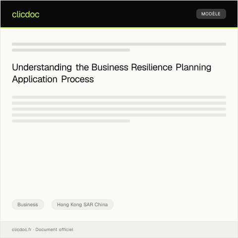 Document preview: Application for Business Resilience Planning / 商業韌性計劃申請 — Business, Hong Kong SAR China
