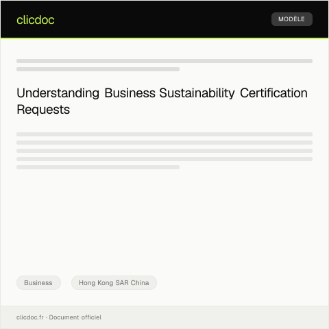 Document preview: Request for Business Sustainability Certification / 商業可持續發展認證申請 — Business, Hong Kong SAR China