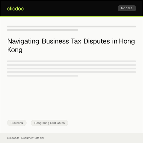 Document preview: Request for Business Tax Dispute Resolution / 商業稅務爭議解決申請 — Business, Hong Kong SAR China