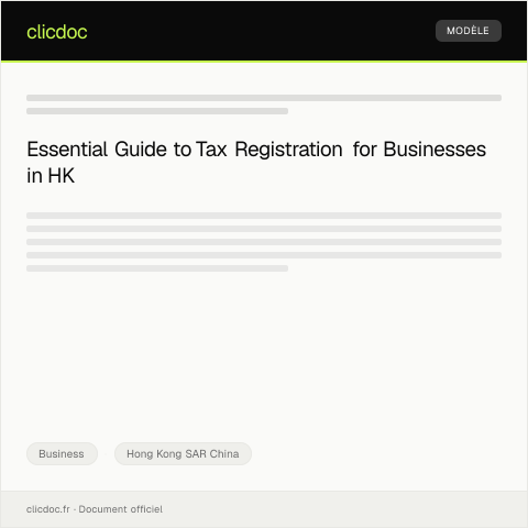Document preview: Tax Registration for Businesses / 商業稅務登記 — Business, Hong Kong SAR China
