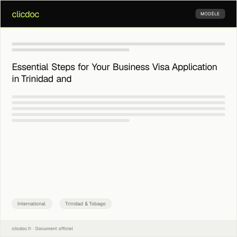 Document preview: Business Visa Application — International, Trinidad & Tobago