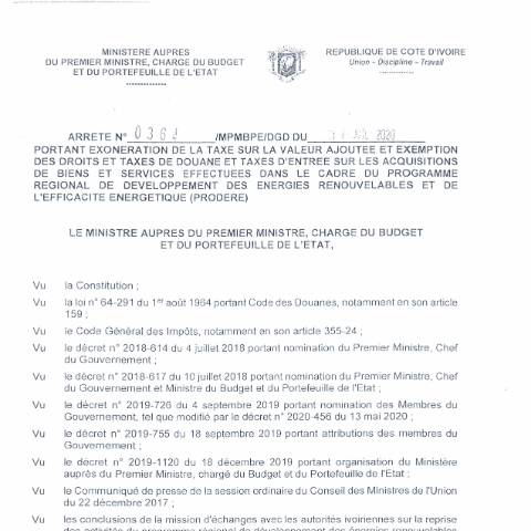 Aperçu du document arrete 03640001 — Arrêté, Côte d'Ivoire