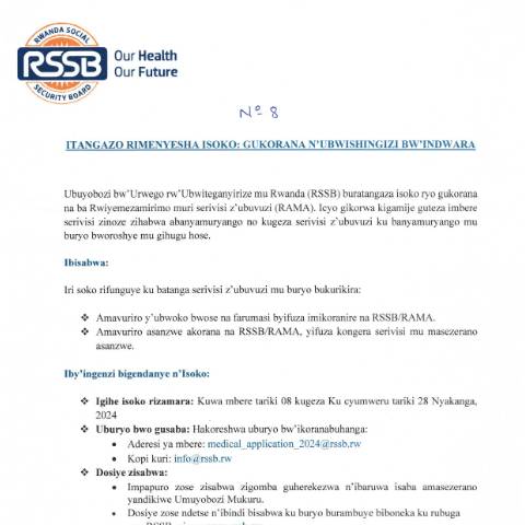 Document preview: call for applications for partnership with the Medical insurance scheme — Document, Rwanda (CERFA n°call_for_applications_for_partnership_with_the_Medical_insurance_scheme_65c00aa3e7)