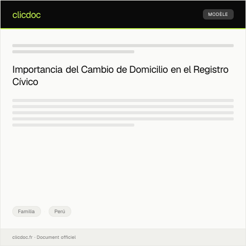 Vista previa del documento Cambio de domicilio en el Registro Cívico ante la RENIEC — Familia, Perú