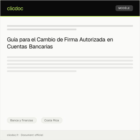 Vista previa del documento Cambio de firma autorizada en la cuenta bancaria — Banca y finanzas, Costa Rica