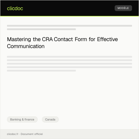 Document preview: Canada Revenue Agency contact form - Formulaire de contact de l'ARC — Banking & finance, Canada