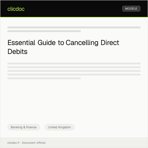 Document preview: Letter to Cancel Direct Debit — Banking & finance, United Kingdom