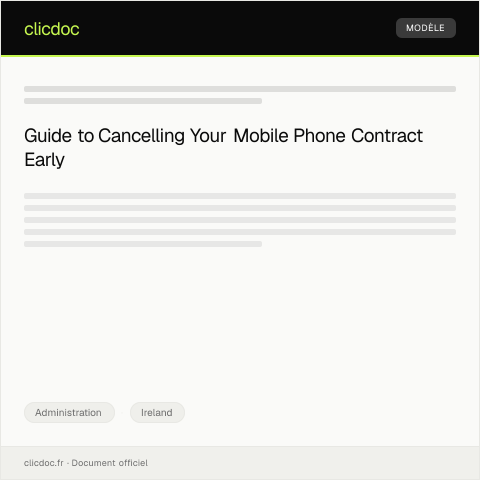 Document preview: Cancellation of Mobile Phone Contract Before End Date — Administration, Ireland