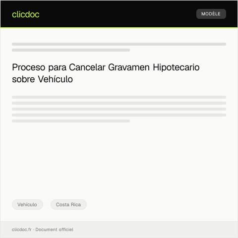 Vista previa del documento Cancelación de gravamen hipotecario sobre vehículo en el Registro de Hipotecas — Vehículo, Costa Rica
