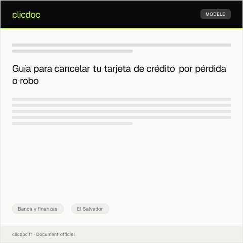 Vista previa del documento Cancelar tarjeta de crédito por pérdida o robo — Banca y finanzas, El Salvador