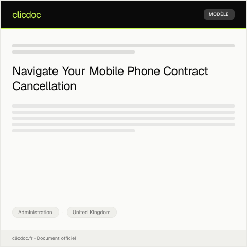 Document preview: Cancellation of Mobile Phone Contract — Administration, United Kingdom