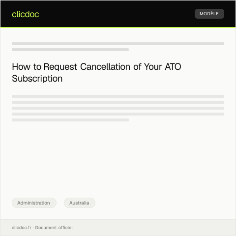 Document preview: Request for Cancellation of Unwanted Subscription — Administration, Australia