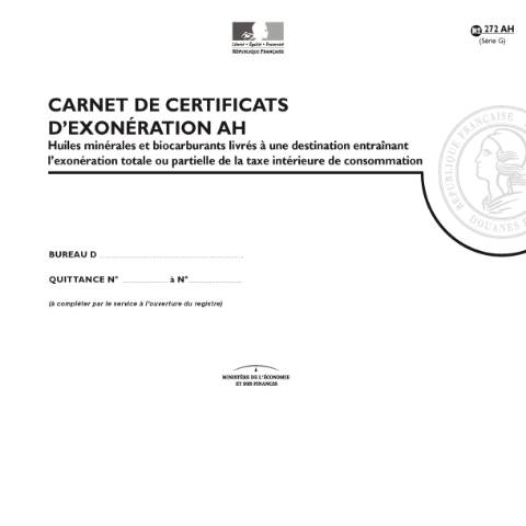 Aperçu du document Carnet de certificats d'exonération AH — Professionnels, France (CERFA n°14080*01)