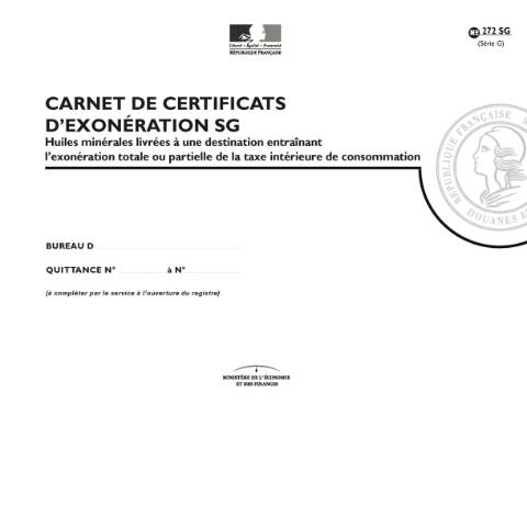 Aperçu du document Carnet de certificats d'exonération SG — Professionnels, France (CERFA n°14081*01)