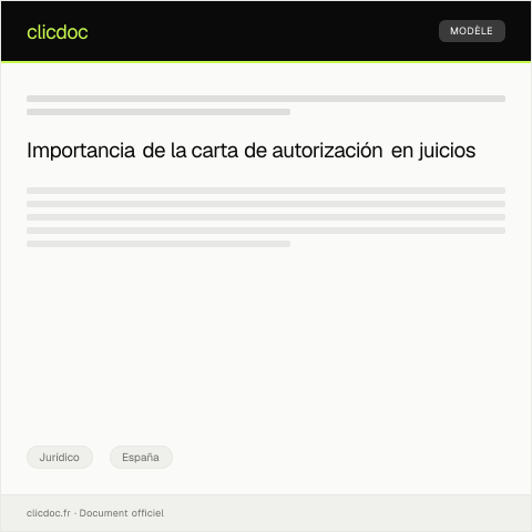 Vista previa del documento Carta de autorización para representación en juicio — Jurídico, España