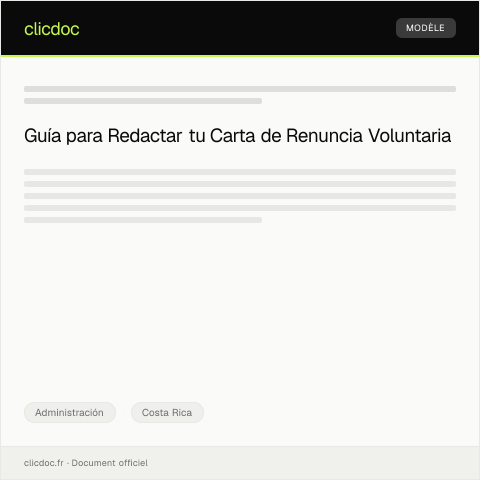 Vista previa del documento Carta de renuncia voluntaria a mi puesto de trabajo en [nombre de la empresa] — Administración, Costa Rica