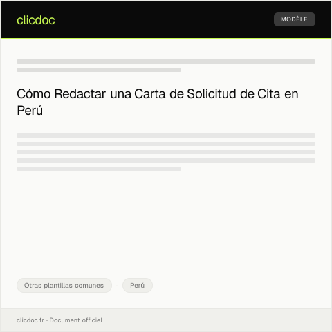 Vista previa del documento Carta formal de solicitud de cita para trámite en Perú — Otras plantillas comunes, Perú