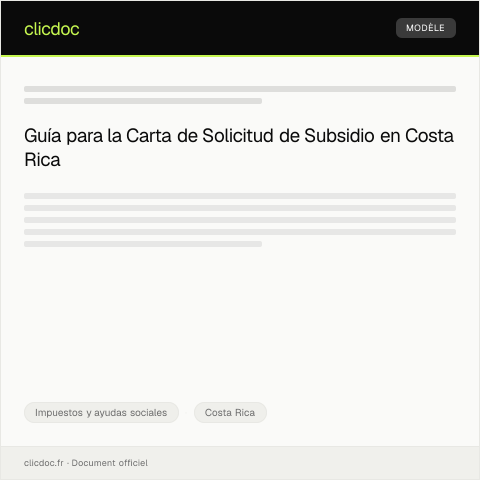 Vista previa del documento Carta de Solicitud de Subsidio — Impuestos y ayudas sociales, Costa Rica