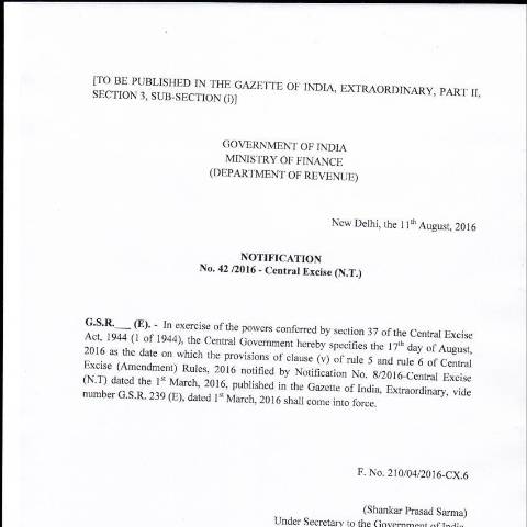 Document preview: CE Notfn 42 of 2016 NT — gst, India (CERFA n°CE_Notfn_42_of_2016_NT)