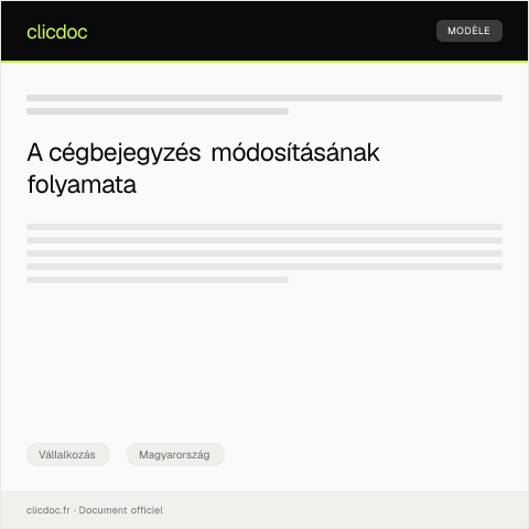 Document preview: Cégbejegyzés módosítás iránti kérelem — Vállalkozás, Magyarország