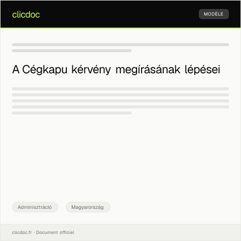Document preview: Cégkapu regisztrációs kérvény cégadatok módosítására — Adminisztráció, Magyarország