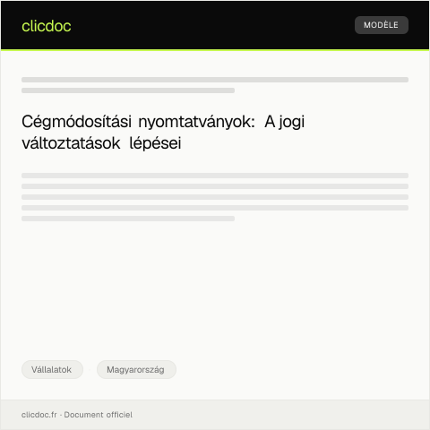 Document preview: Cégmódosítási nyomtatványok — Vállalatok, Magyarország