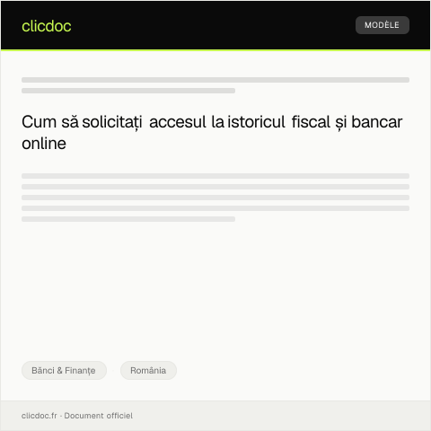 Document preview: Cerere pentru accesul la istoricul fiscal și bancar online — Bănci & Finanțe, România