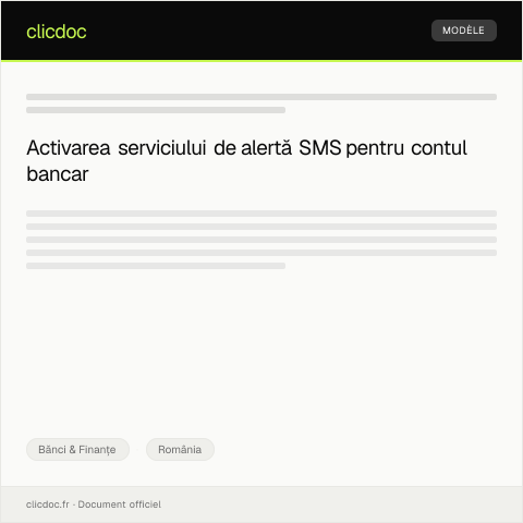 Document preview: Cerere pentru activarea serviciului de alertă SMS pentru cont bancar — Bănci & Finanțe, România