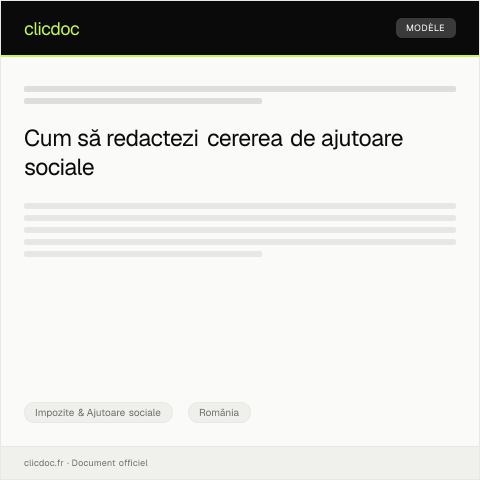 Document preview: Cerere de acordare a ajutoarelor sociale — Impozite & Ajutoare sociale, România