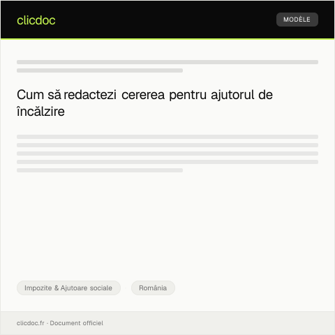 Document preview: Cerere pentru acordarea ajutorului pentru încălzire — Impozite & Ajutoare sociale, România