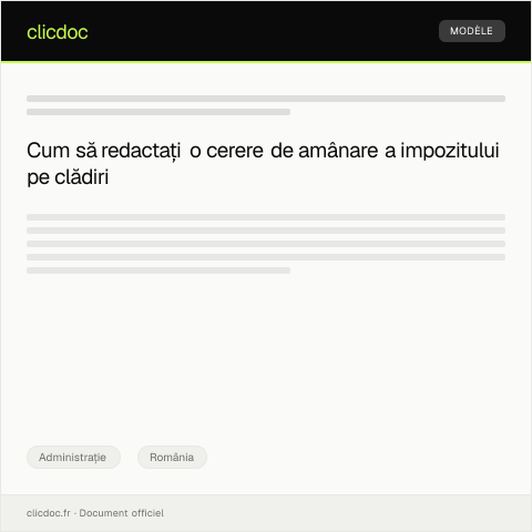 Document preview: Cerere de amânare a plății impozitului pe clădiri pentru perioada de criză economică — Administrație, România