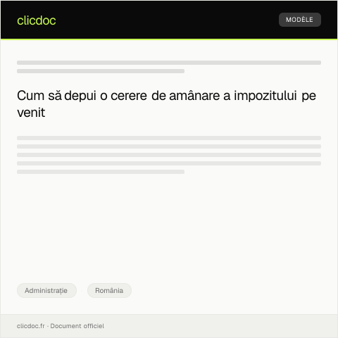 Document preview: Cerere de amânare a plății impozitului pe venit pentru persoană fizică — Administrație, România