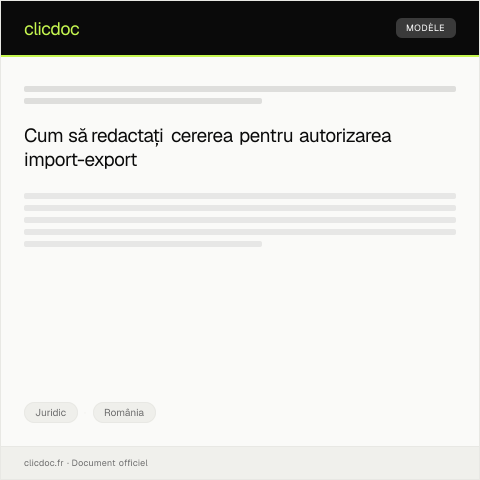 Document preview: Cerere pentru autorizarea activităților de import-export — Juridic, România