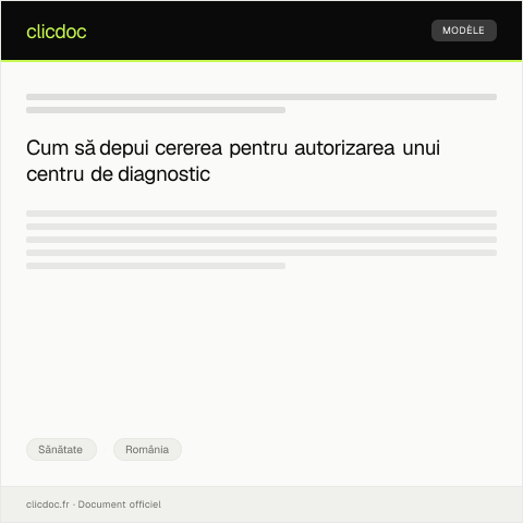Document preview: Cerere pentru autorizarea funcționării unui centru de diagnostic și tratament — Sănătate, România