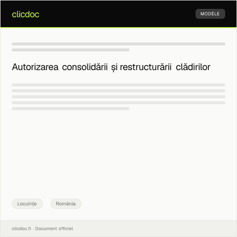 Document preview: Cerere pentru autorizarea consolidării sau restructurării clădirilor — Locuințe, România