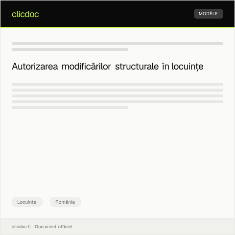 Document preview: Cerere pentru autorizarea modificărilor structurale în apartamente sau case — Locuințe, România