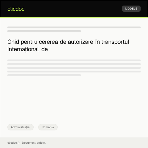 Document preview: Cerere de autorizare pentru transport internațional de mărfuri — Administrație, România