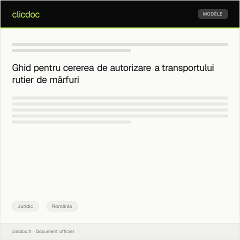 Document preview: Cerere pentru autorizarea activităților de transport rutier de mărfuri — Juridic, România