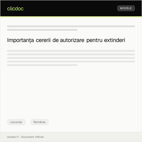 Document preview: Cerere pentru emiterea autorizatiei de construire pentru anexe sau extinderi — Locuințe, România
