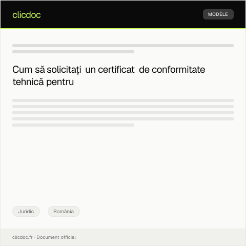 Document preview: Cerere pentru eliberarea unui certificat de conformitate tehnică pentru echipamente electrice — Juridic, România