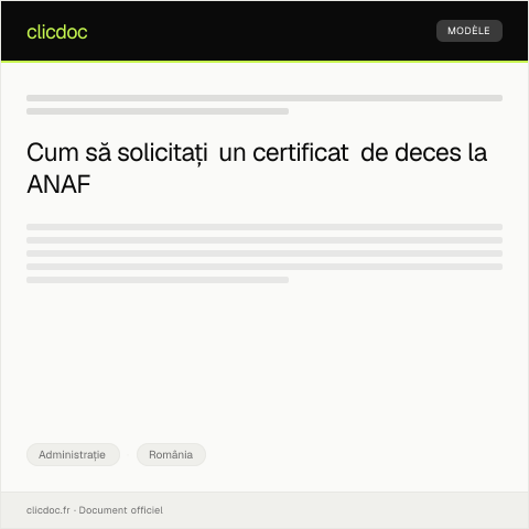 Document preview: Cerere de eliberare a unui certificat de deces — Administrație, România